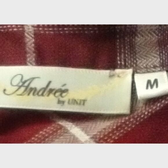 Andree Burgundy & White Plaid Midi Dress. - Picture 3 of 12